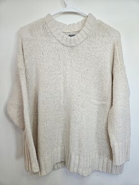 ​Aerie Cream Oversized Knit Sweater Crewneck Top XS🔥